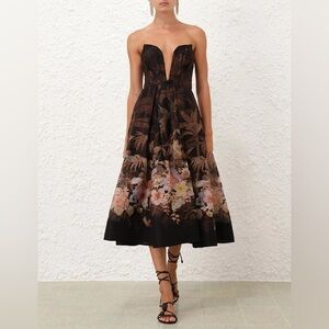 ZIMMERMANN Illuminate Draped linen and cotton midi dress NWT  AU 0/US 4